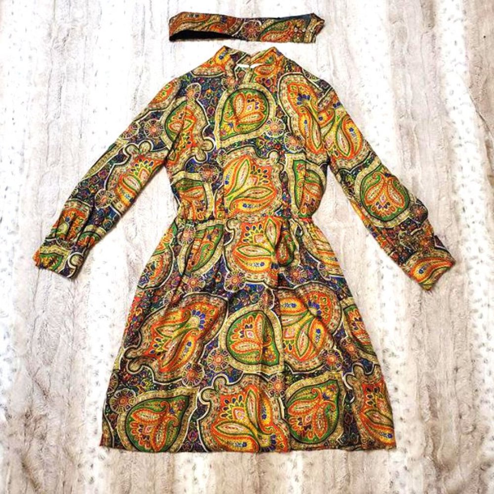 Vintage Leo Narducci 60s Paisley Mini Dress - Picture 4 of 15